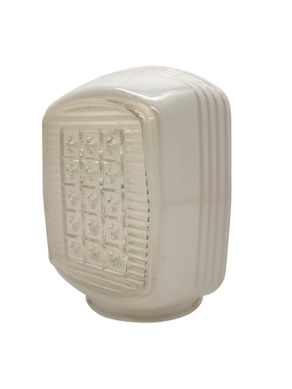 Vintage Milk Glass Art Deco Light Fixture Shade With Clear Geometric Panel 6" - Picture 5 of 13